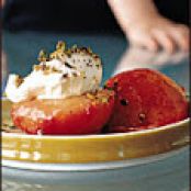 Honey-Roasted Plums with Mascarpone and Pistachios