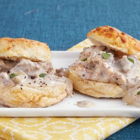 Gouda Biscuits and Sausage Gravy