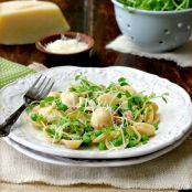 Spring Peas and Shoots with Pancetta and Orecchiette