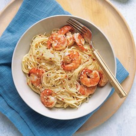 Angel Hair With Spicy Shrimp