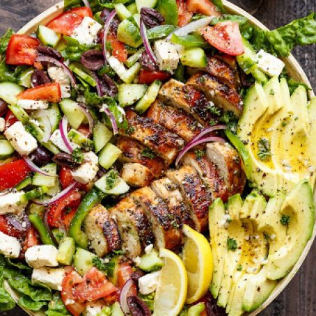 Loaded Greek Chicken Avocado Salad