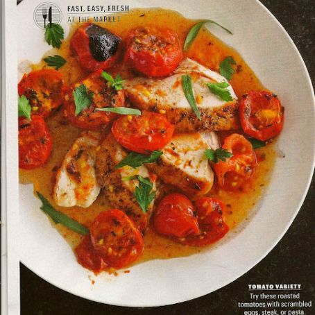Chicken with Herb-Roasted Tomatoes and Pan Sauce