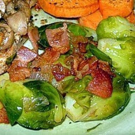 Brussels Sprouts, Steamed, with Bacon and Shallots