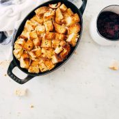 White Chocolate Bread Pudding with Blackberry Orange Compote
