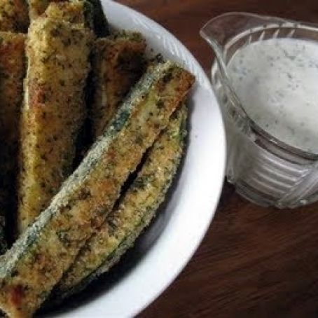 Baked Zucchini Fries with Homemade Ranch Dressing