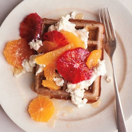Buckwheat Waffles with Fresh Ricotta and Citrus