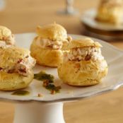 Goat Cheese and Sun Dried Tomato Profiteroles with Herb Oil