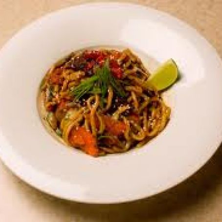 Hoisin Noodle Bowls, Roasted Mushroom Teriyaki, and Cucumber-Sesame, Salad