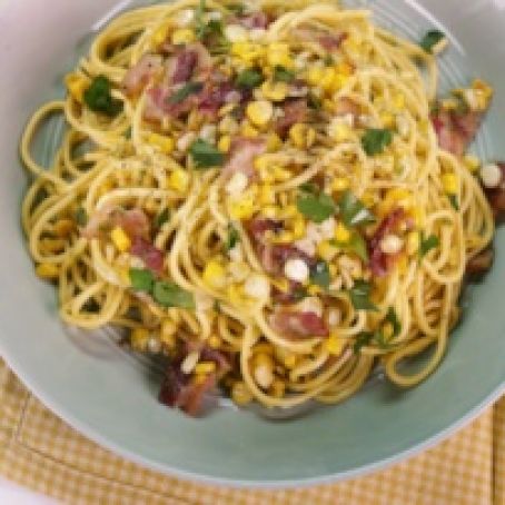 Spaghetti With Corn, Bacon and Jalapeño