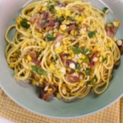Spaghetti With Corn, Bacon and Jalapeño
