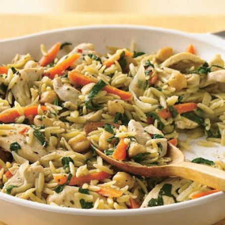 Spicy Chicken and Orzo Skillet