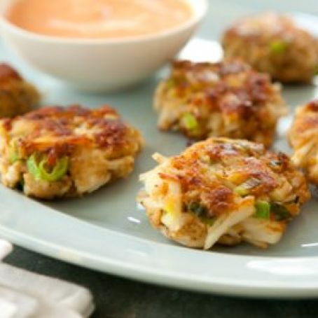 Mini Crab Cakes with Spicy Red Pepper Sauce