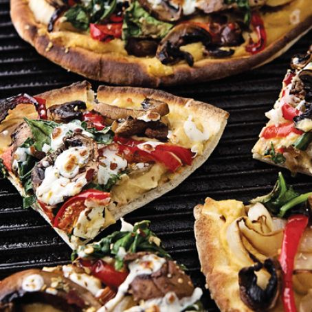 Grilled Flatbread with Hummus & Mixed Veggies