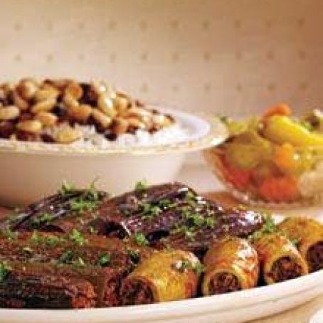 Stuffed vegetables in tomato sauce