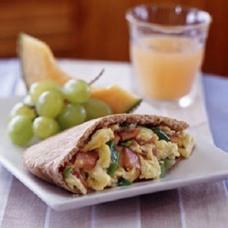 Eggs and Canadian Bacon in Pita Pockets