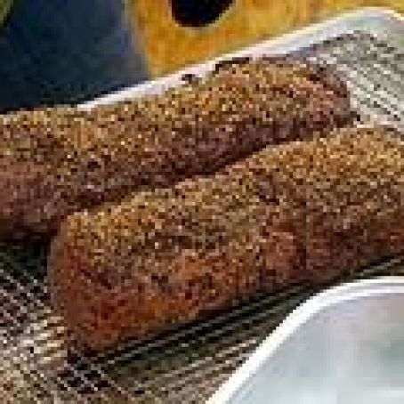 Roasted Beef Tenderloin with Roasted Pepper and Black Olive Sauce