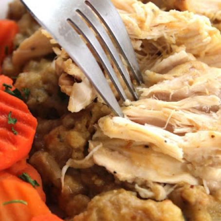 Easy Slow Cooker Chicken and Stuffing