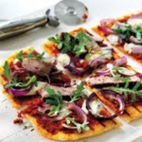 Grilled Steak, Onion and Canadian Blue Cheese Pizza