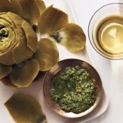 Steamed Artichokes With Mint Pesto