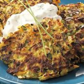 Zucchini, Carrot, and Parsnip Patties with Lemon Yogurt Sauce