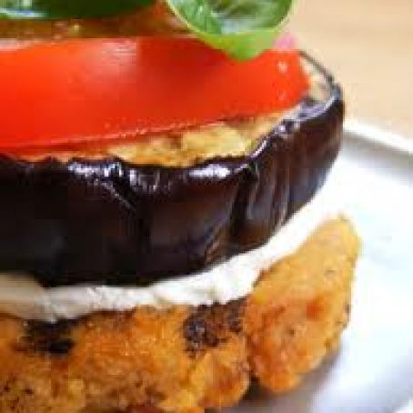 Eggplant-Polenta Stacks with Tomato Sauce