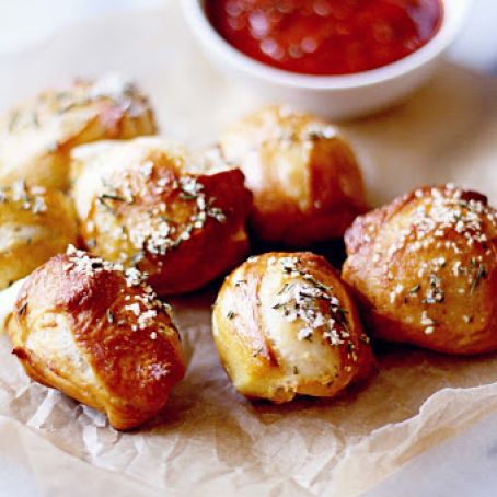 Cheese Stuffed Pretzel Bites with Rosemary Salt
