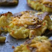 Cheese Topped Roasted Smashed Potatoes