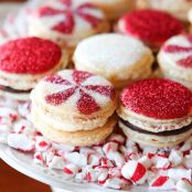 Sparkly Vanilla Bean Macarons with Three Christmas Inspired Frostings