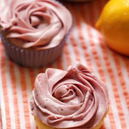 Meyer Lemon Cupcakes with Raspberry Buttercream