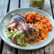 CUMIN CRUSTED CHIX THIGHS w/GRLD TOM SALSA