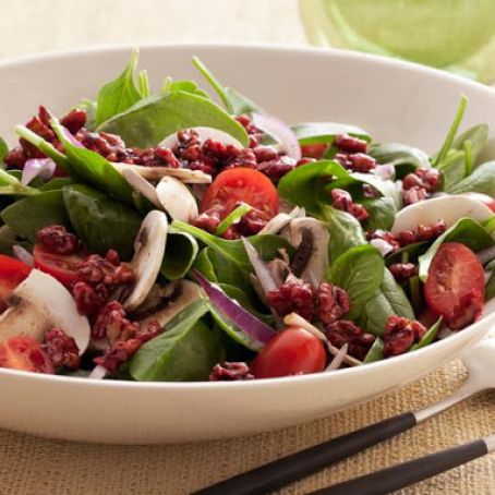 Spinach Salad with Pomegranate-Glazed Walnuts