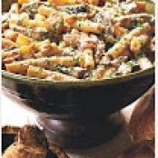 Ziti with Portobello Mushrooms, Caramelized Onions, & Goat Cheese