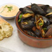 Roasted Tomato and Beer Steamed Mussels