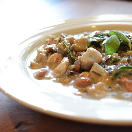 Turkey, Mushroom, and Pinto Bean Soup with Sage