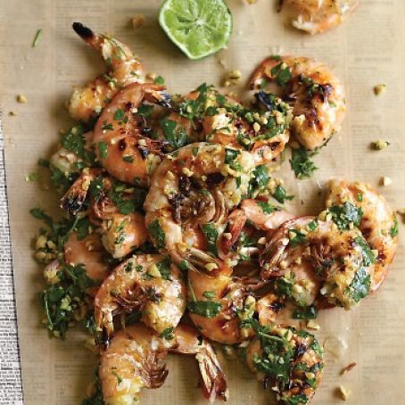 Grilled Shrimp with Cilantro, Lime, Peanuts