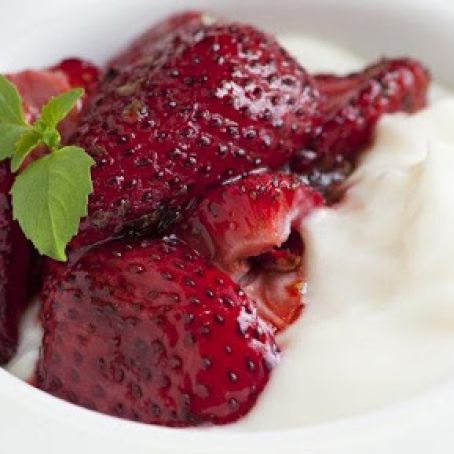 Basil Roasted Strawberries with Yogurt