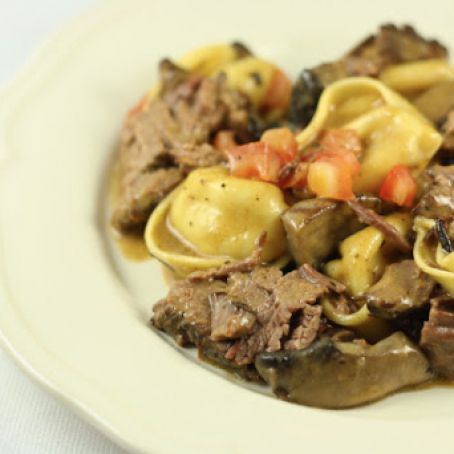 Braised Beef Short Ribs with Tortelloni in a Marsala Cream Sauce (Slow Cooker Recipe)