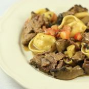 Braised Beef Short Ribs with Tortelloni in a Marsala Cream Sauce (Slow Cooker Recipe)