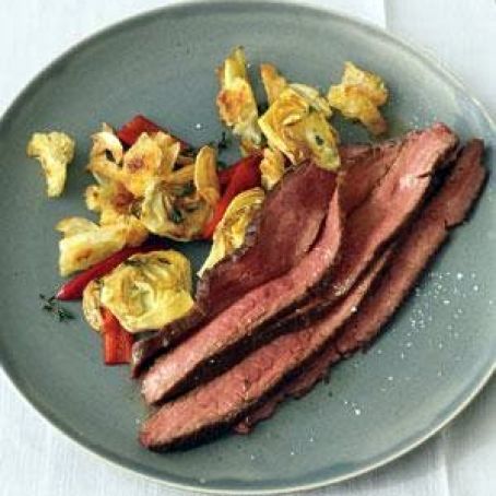Steak With Sauted Artichokes and Cherry Peppers Recipe | Real Simple Recipes