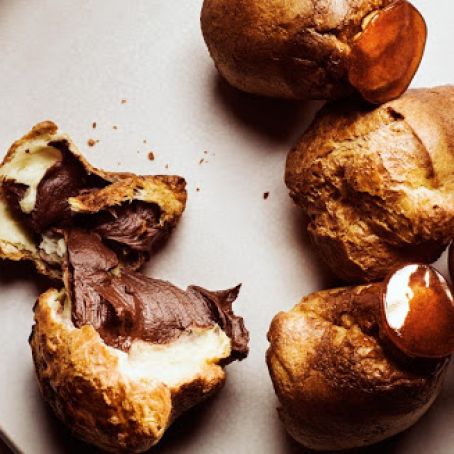 Caramel-Dipped Popovers with Chocolate Mousse