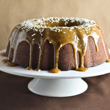 Light Chocolate Pound Cake with Kahlua Cream Cheese Glaze