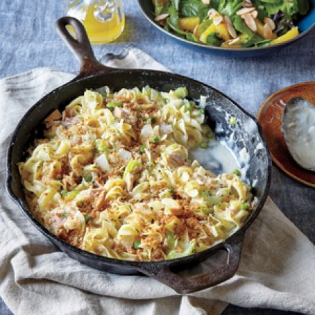 Creamy Tuna Noodle Casserole with Peas & Breadcrumbs