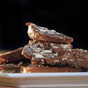 Coffee toffee with chocolate and pretzels