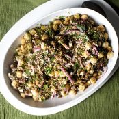 BEAN-Lentil and Chickpea Salad with Feta and tahini