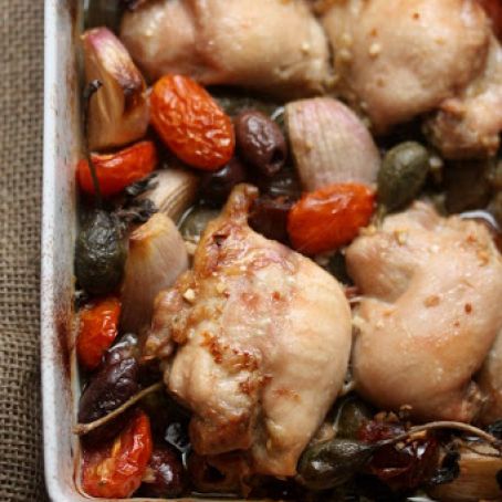 Oven Baked Chicken with Tomatoes, Dates & Capers