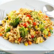 Broccoli, Sweet Bell Pepper and Mushroom Fried Rice