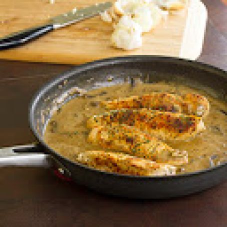 Chicken with mushrooms in a light balsamic cream sauce