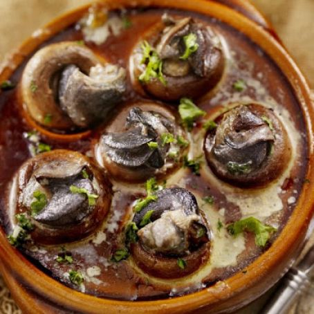 Escargots in Mushroom Caps with Garlic Butter