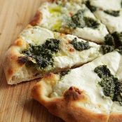 Pizza with Pesto, Ricotta, and Mozzarella