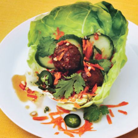 Pork and Lemongrass Meatballs in Lettuce Cups